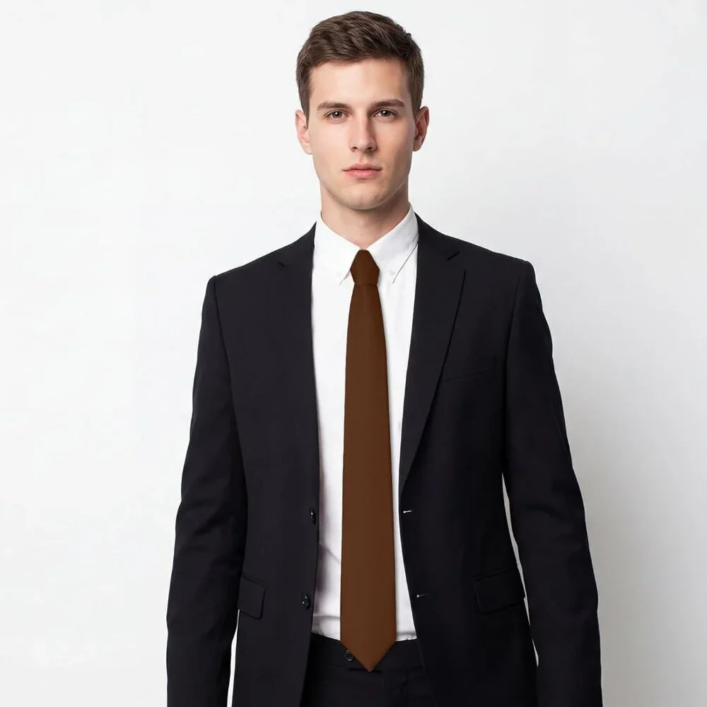 Men's Coffee Solid Pure Color Formal 3.15